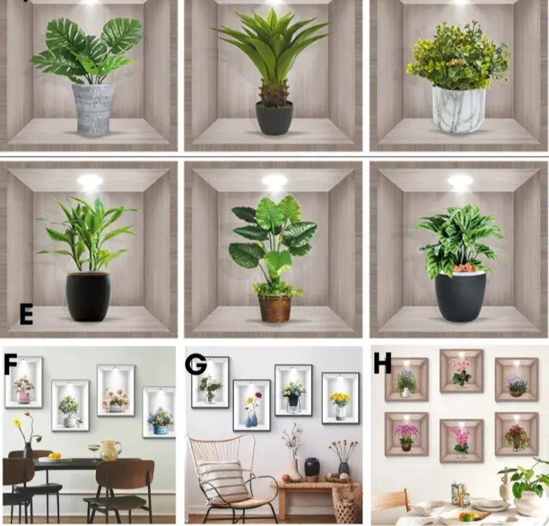 3D Green Plant Wall Sticker tag1