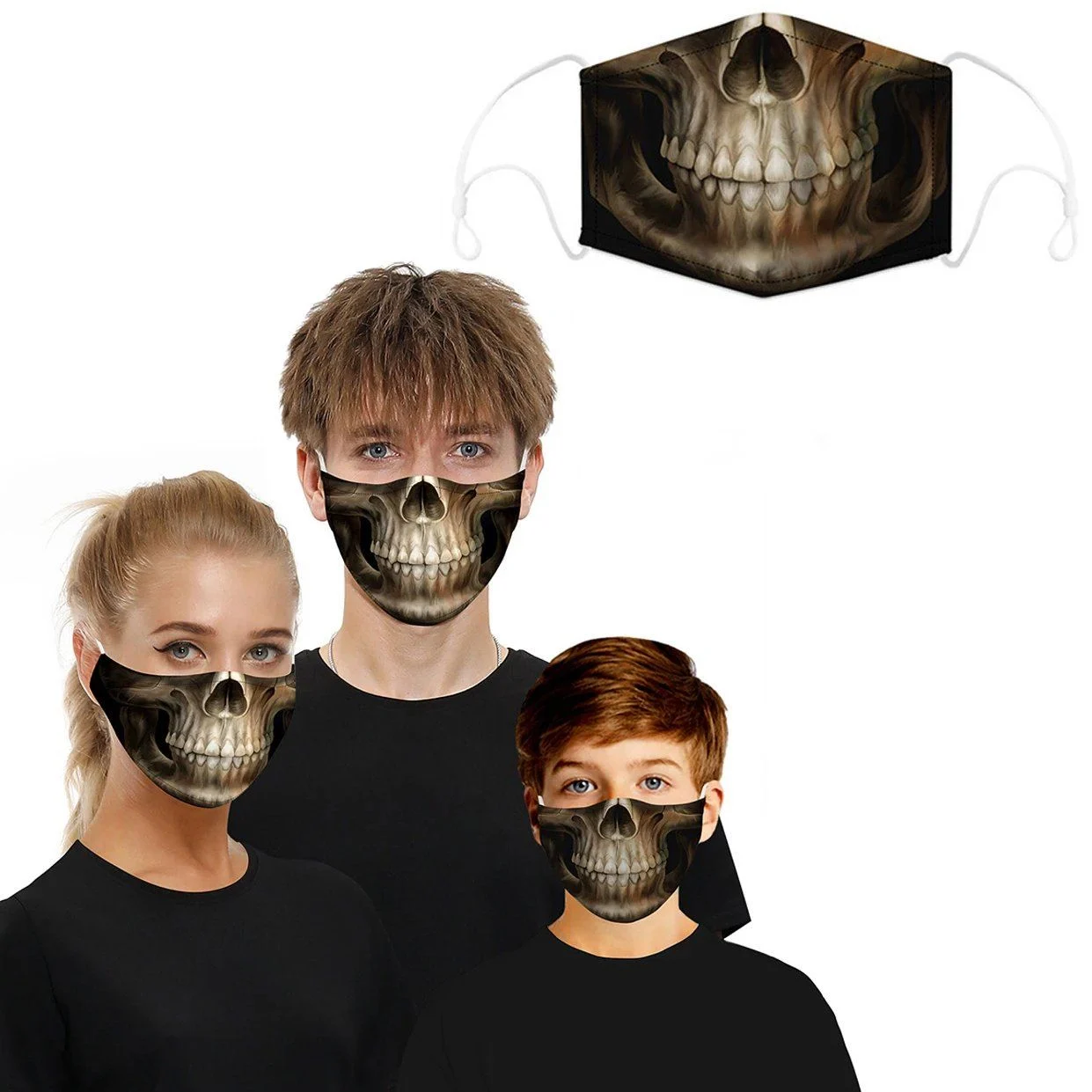 3D Halloween Special Scary Faces Reusable Face Masks -  - #tag1#