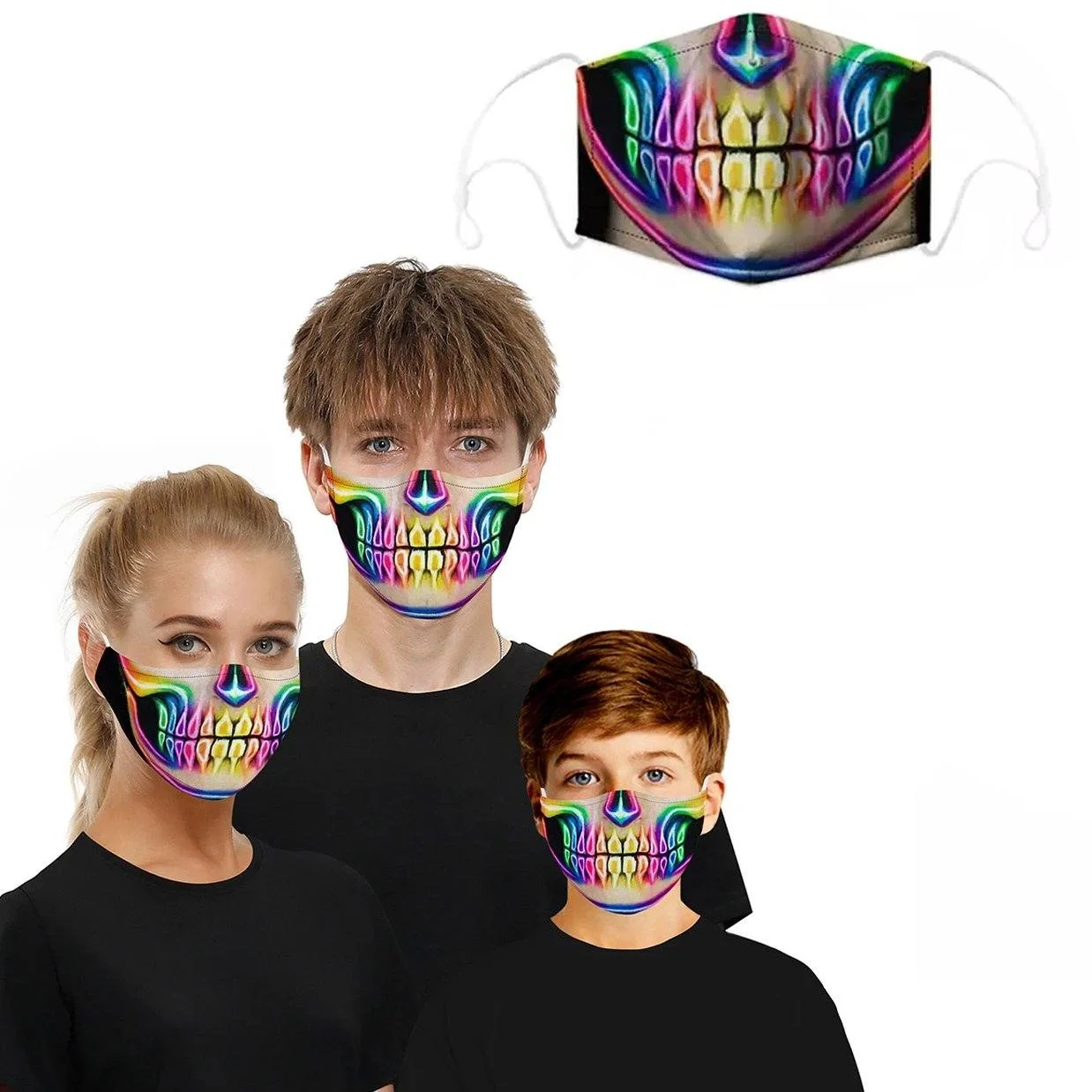 3D Halloween Special Scary Faces Reusable Face Masks -  - #tag1#