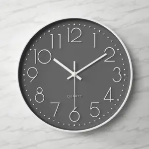 3D Large Number Classroom Silent Clock 12 Inches