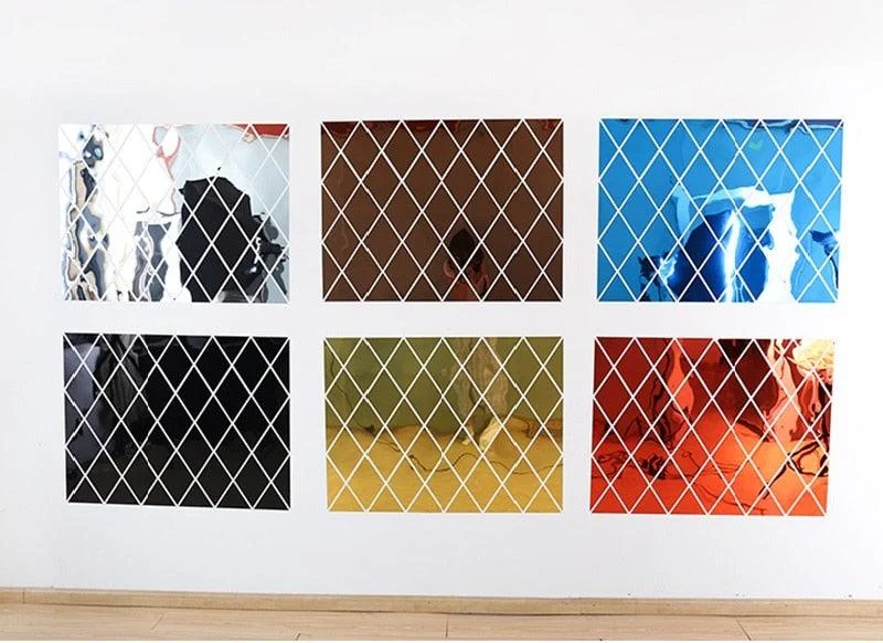 3D Mirror Wall Sticker DIY Diamonds Triangles Acrylic Wall Stickers Living Room Home Decoration -  - #tag1#