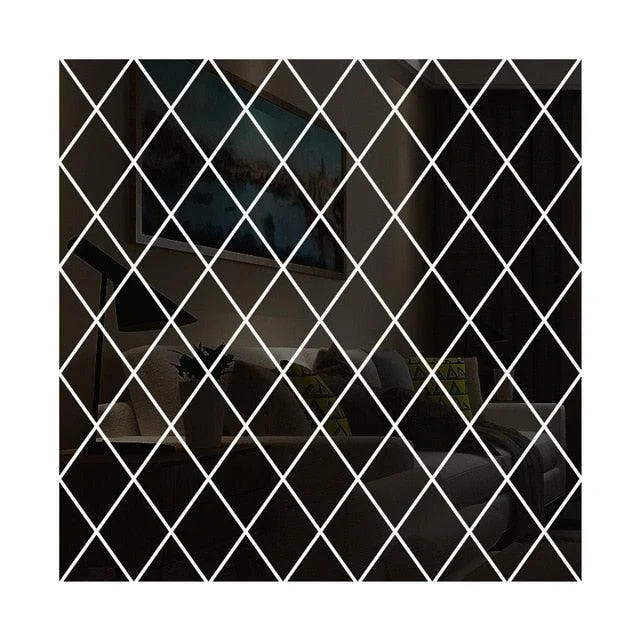 3D Mirror Wall Sticker DIY Diamonds Triangles Acrylic Wall Stickers Living Room Home Decoration -  - #tag1#
