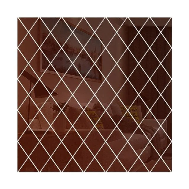 3D Mirror Wall Sticker DIY Diamonds Triangles Acrylic Wall Stickers Living Room Home Decoration -  - #tag1#