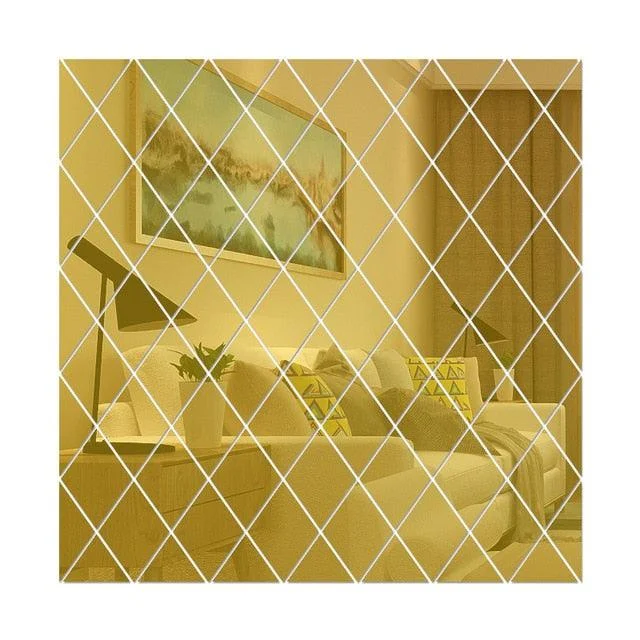 3D Mirror Wall Sticker DIY Diamonds Triangles Acrylic Wall Stickers Living Room Home Decoration -  - #tag1#