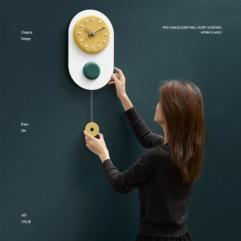 3D Nordic Pendulum Wall Clock for Living Room -