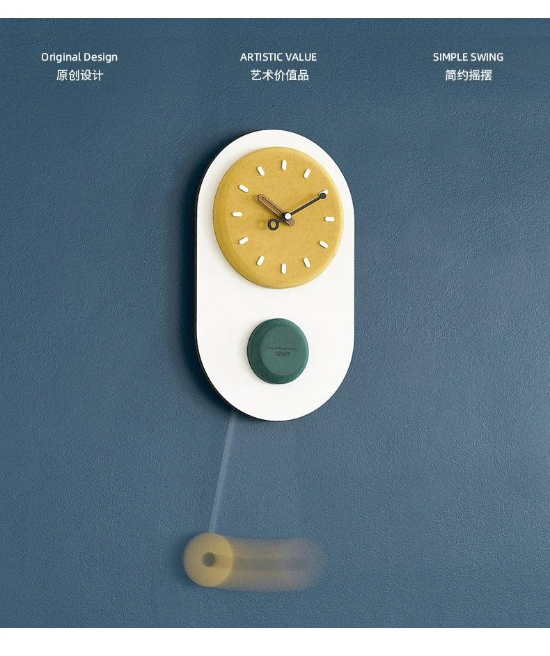 3D Nordic Pendulum Wall Clock for Living Room -