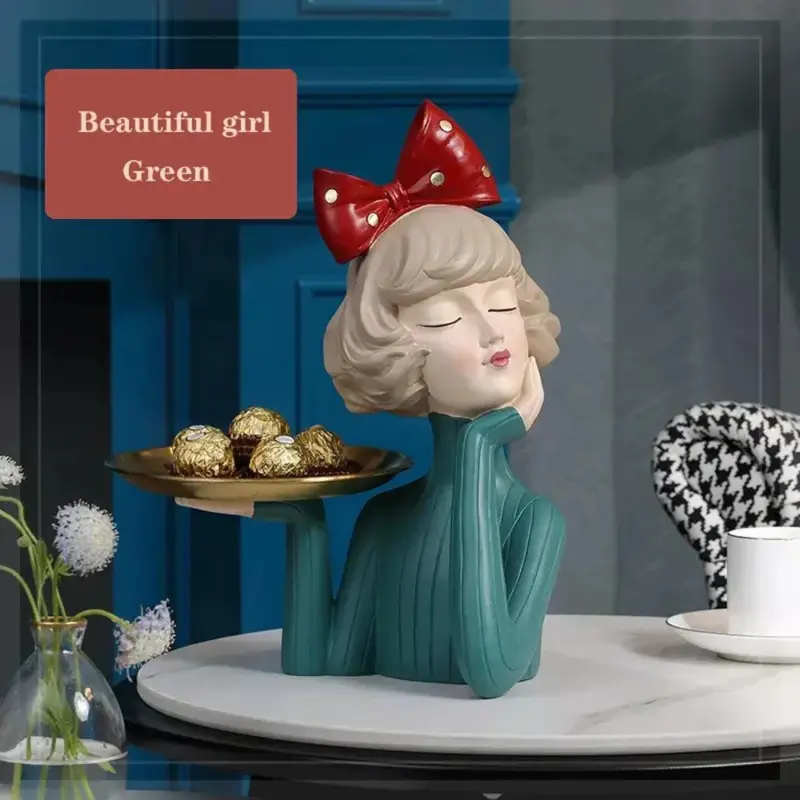 3D Pretty Girl Statue Modern Nordic Table Decor for Home