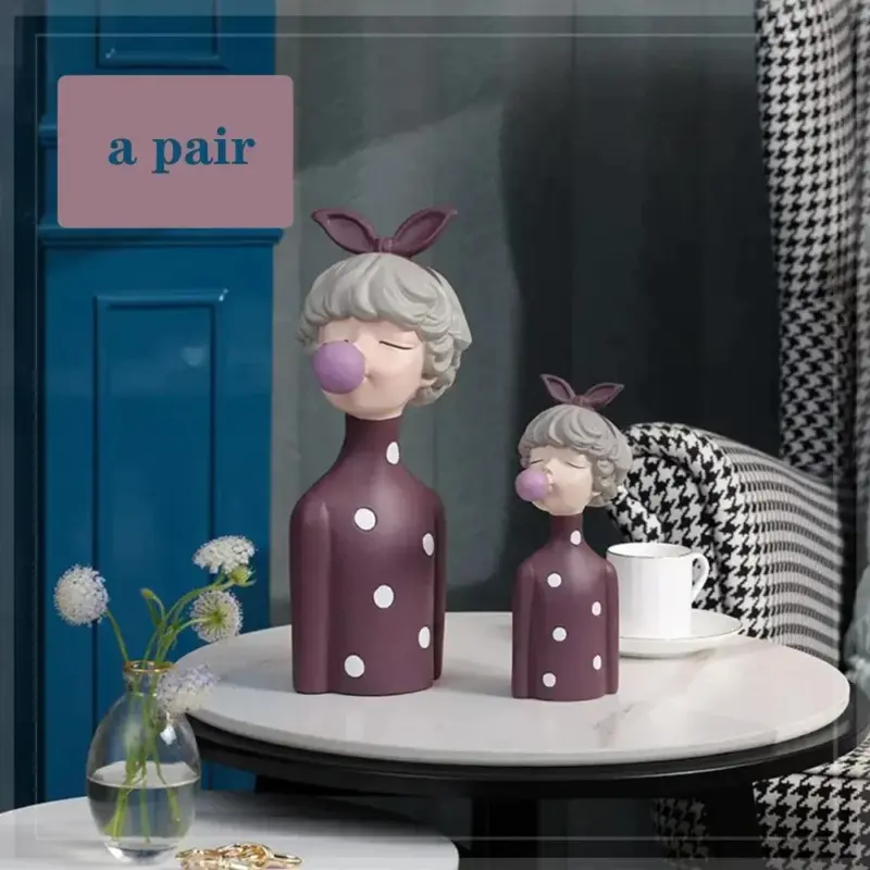 3D Pretty Girl Statue Modern Nordic Table Decor for Home