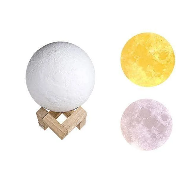 3D Printed Moon Lamp - LED Decor, Light Up Your Night -