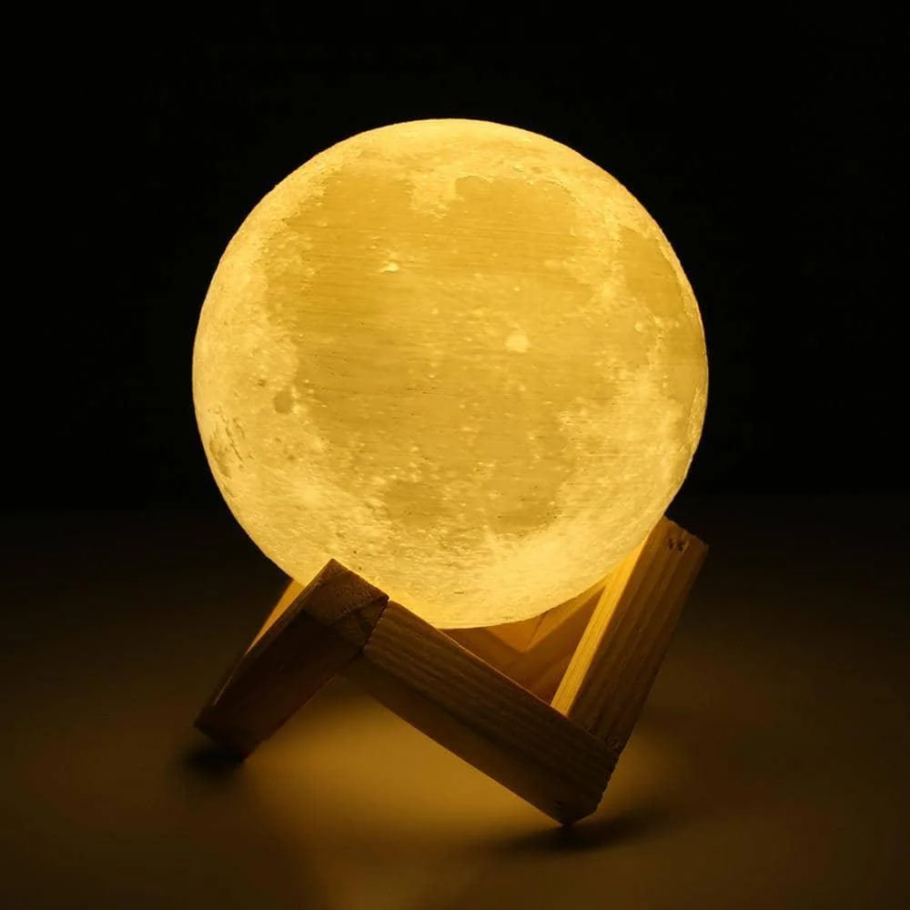 3D Printed Moon Lamp - LED Decor, Light Up Your Night -