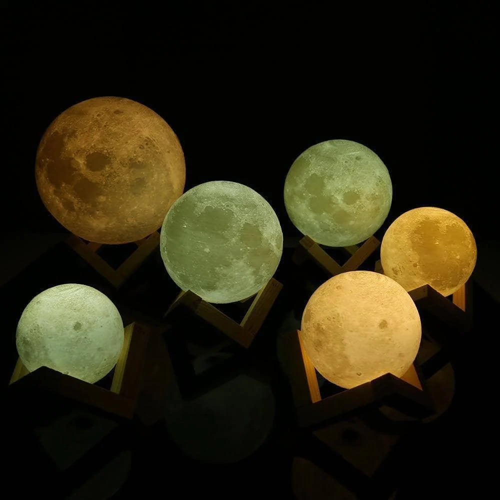 3D Printed Moon Lamp - LED Decor, Light Up Your Night -