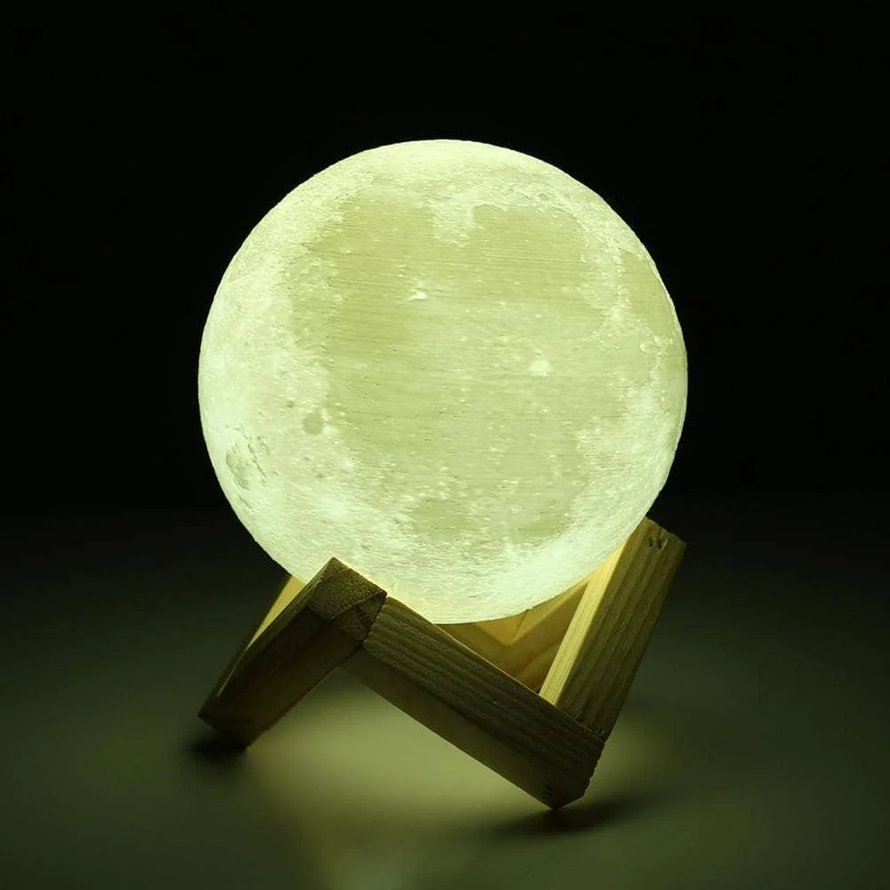 3D Printed Moon Lamp - LED Decor, Light Up Your Night -