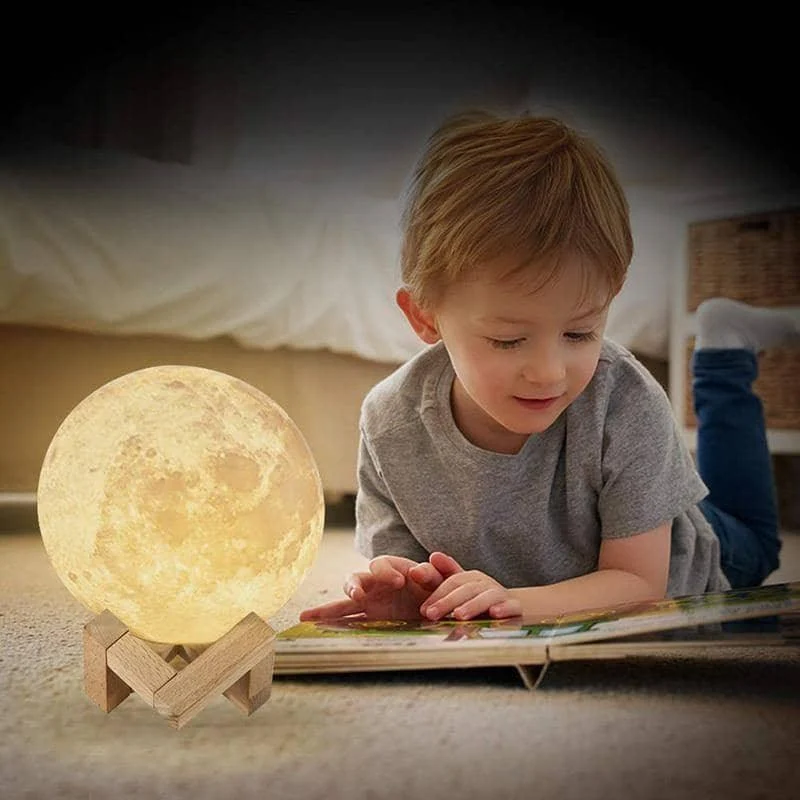3D Printed Moon Lamp - LED Decor, Light Up Your Night -