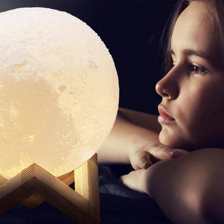 3D Printed Moon Lamp - LED Decor, Light Up Your Night -