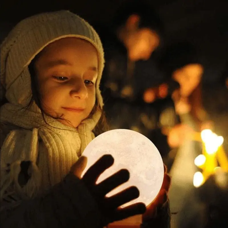 3D Printed Moon Lamp LED Decor Light Up Your Night