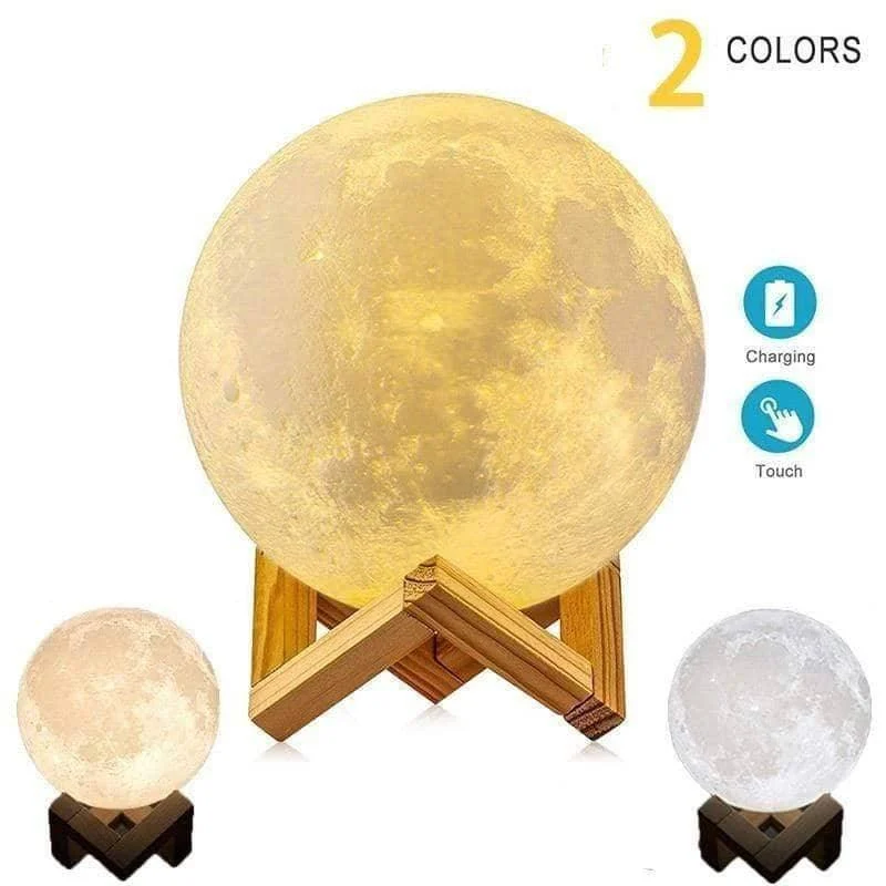 3D Printed Moon Lamp - LED Decor, Light Up Your Night -