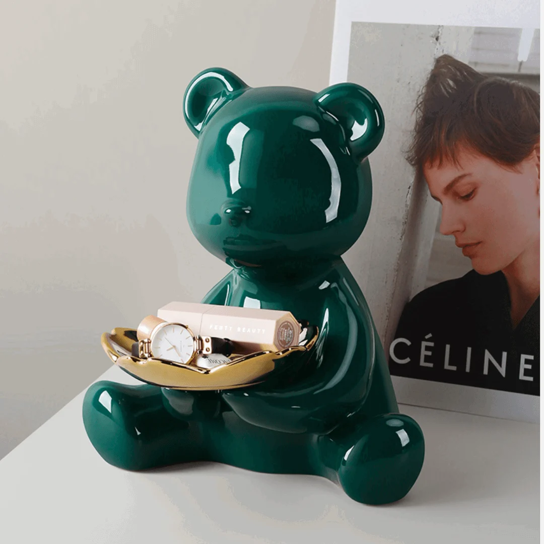 3D Resin Bear Figurine Decorative Tray -