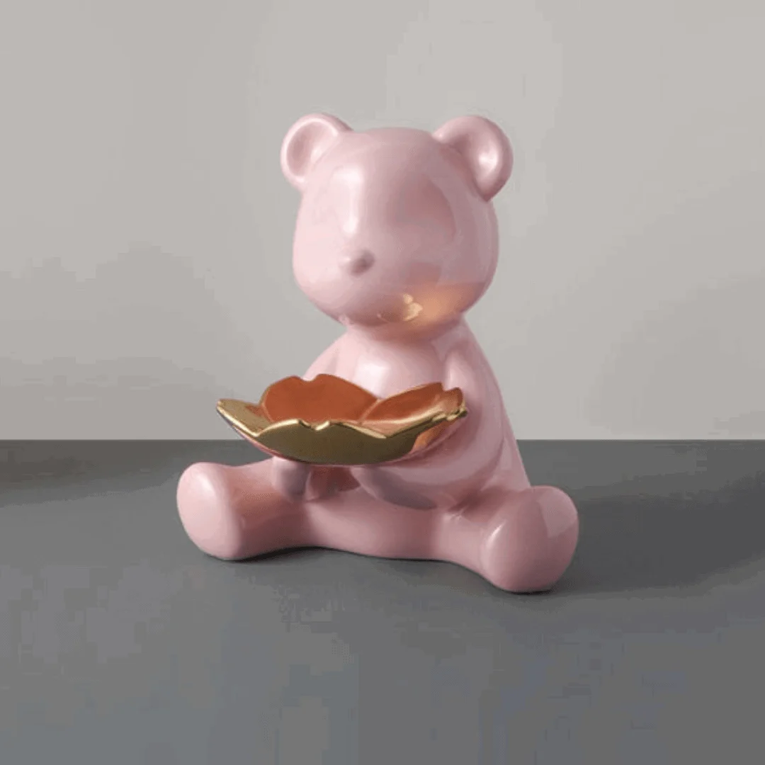 3D Resin Bear Figurine Decorative Tray -