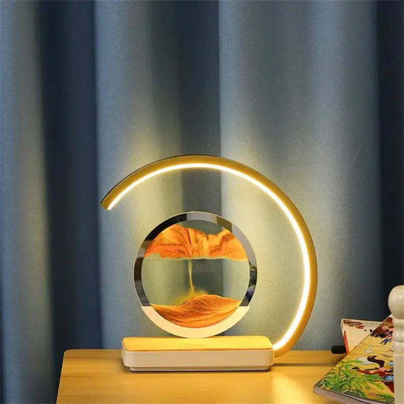 3D Sand of Time Lamp with Touch Dimming Mobile Phone Wireless Charging tag1