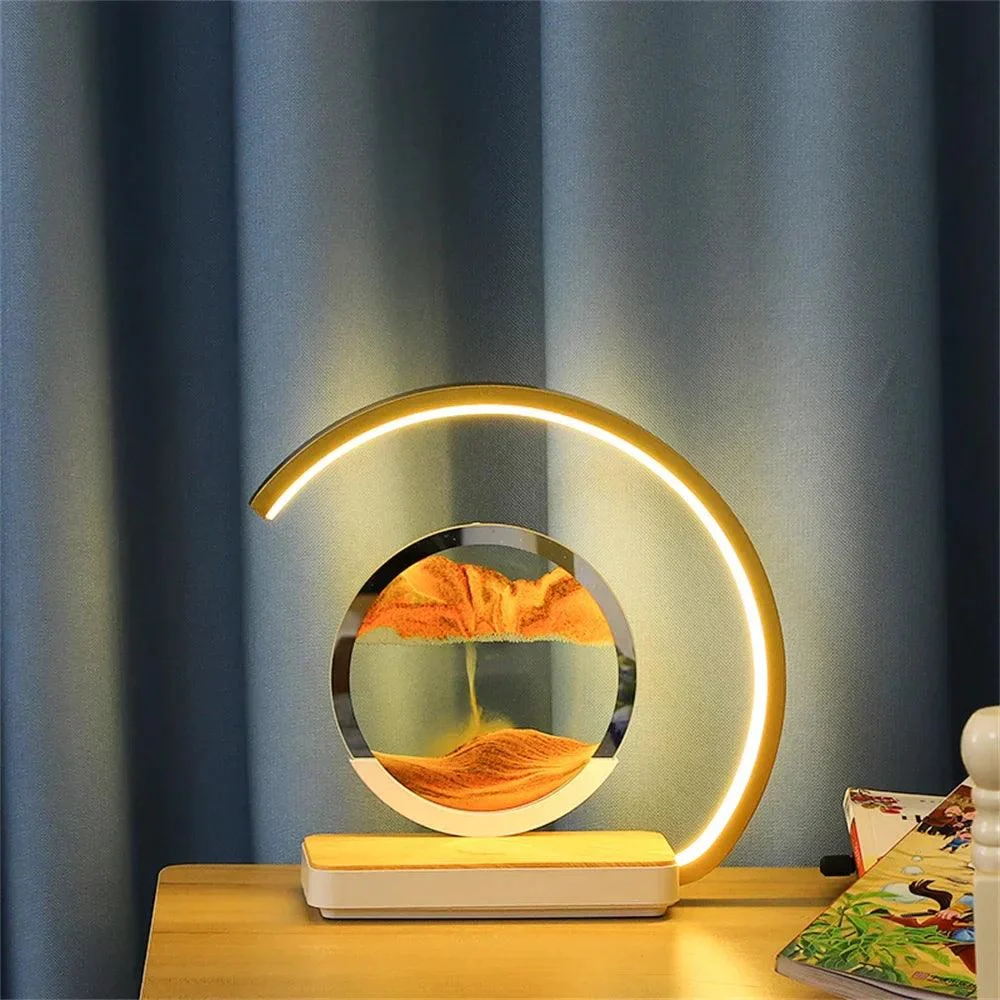 3D Sand of Time Lamp with Touch Dimming & Mobile Phone Wireless Charging -  - #tag1#