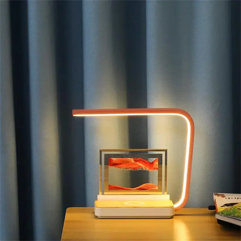 3D Sand of Time Lamp with Touch Dimming Mobile Phone Wireless Charging tag1