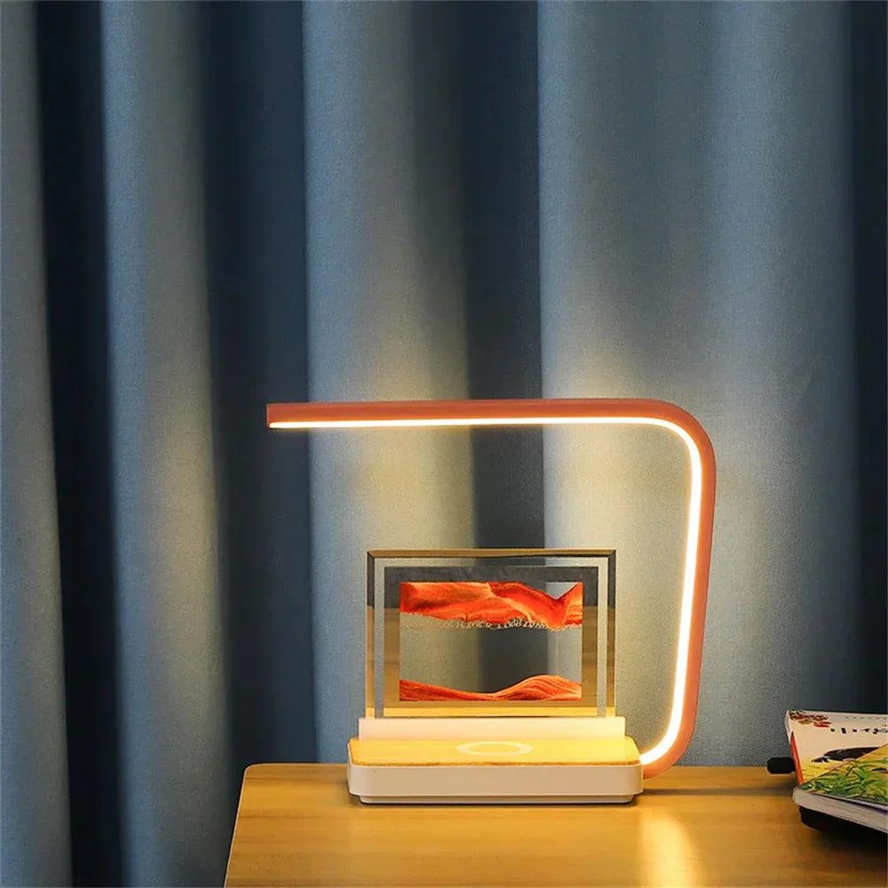 3D Sand of Time Lamp with Touch Dimming & Mobile Phone Wireless Charging -  - #tag1#