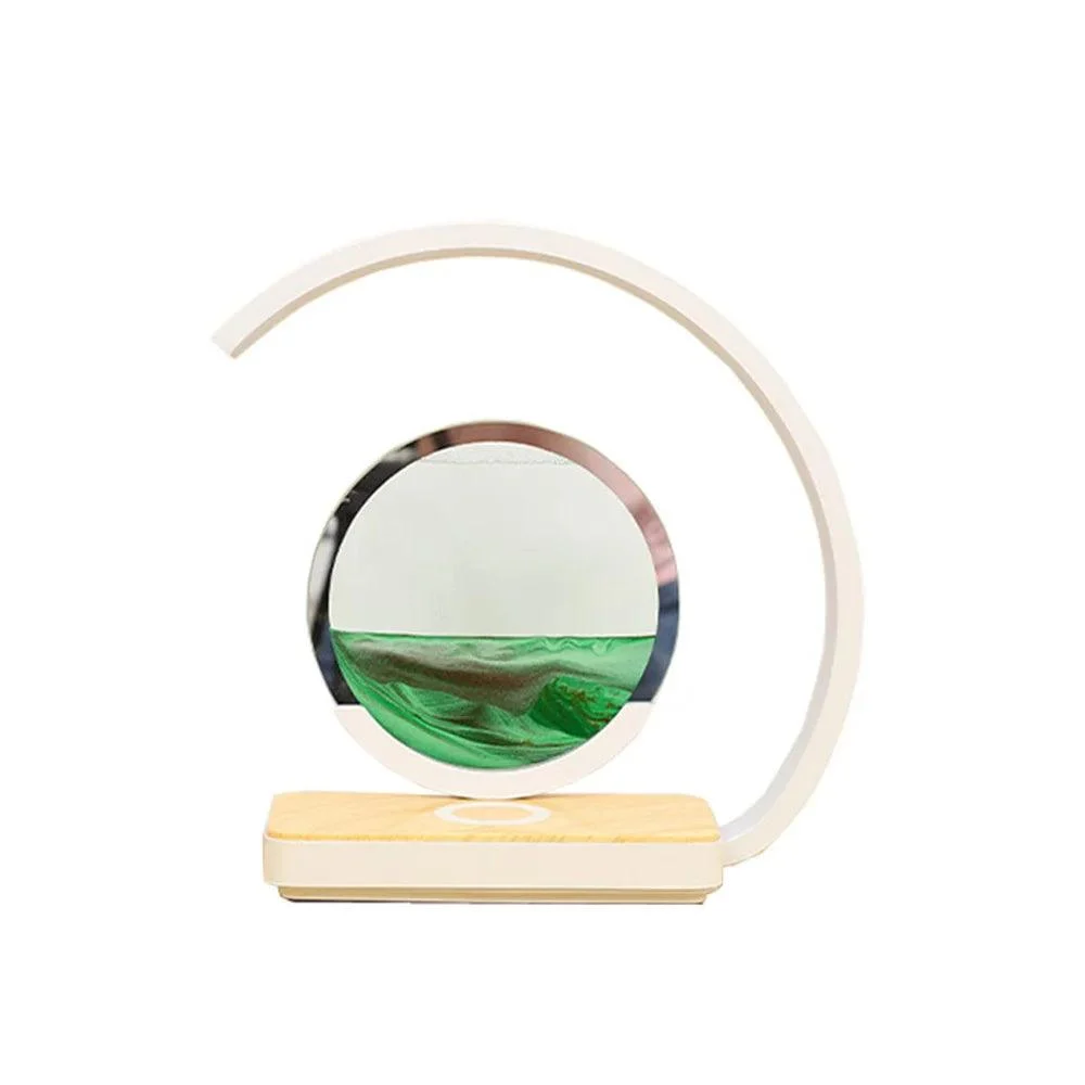 3D Sand of Time Lamp with Touch Dimming & Mobile Phone Wireless Charging -  - #tag1#