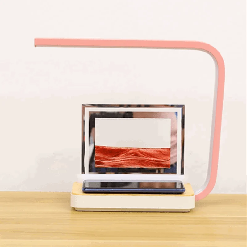 3D Sand of Time Lamp with Touch Dimming & Mobile Phone Wireless Charging -  - #tag1#
