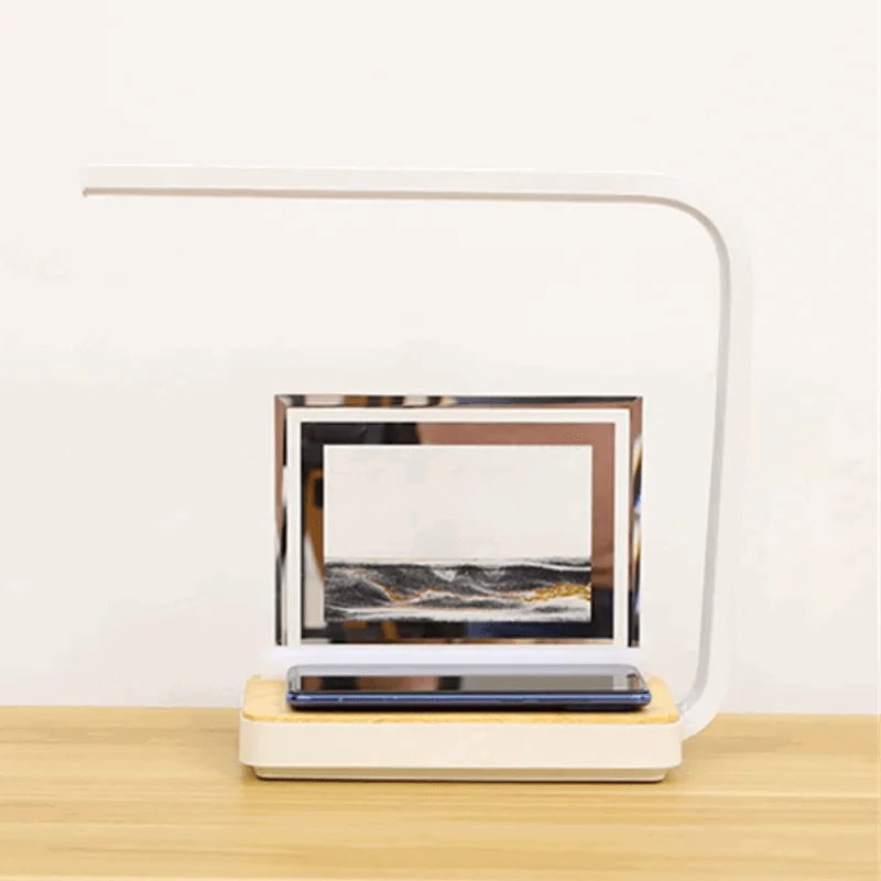 3D Sand of Time Lamp with Touch Dimming & Mobile Phone Wireless Charging -  - #tag1#