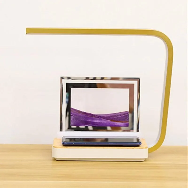 3D Sand of Time Lamp with Touch Dimming & Mobile Phone Wireless Charging -  - #tag1#