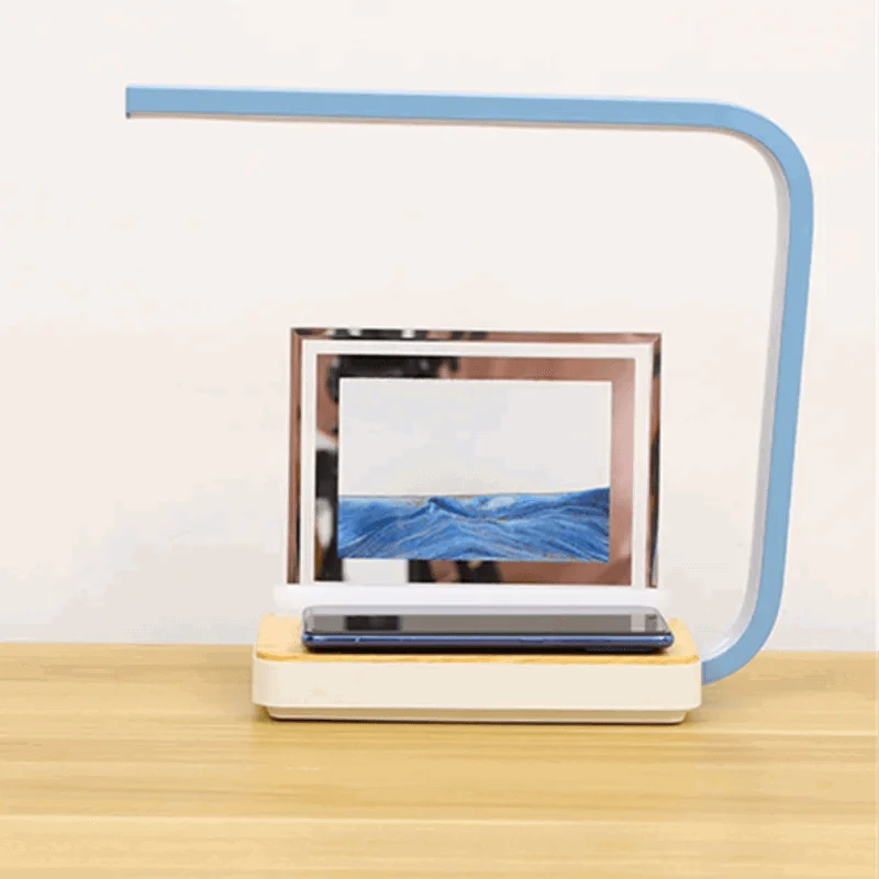 3D Sand of Time Lamp with Touch Dimming & Mobile Phone Wireless Charging -  - #tag1#