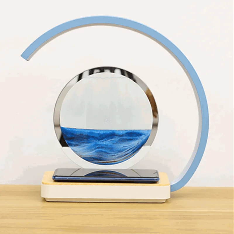 3D Sand of Time Lamp with Touch Dimming & Mobile Phone Wireless Charging -  - #tag1#