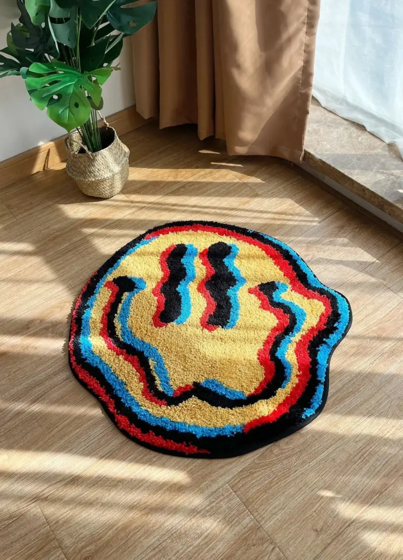 3D Smiling Face Hand Crafted Rug