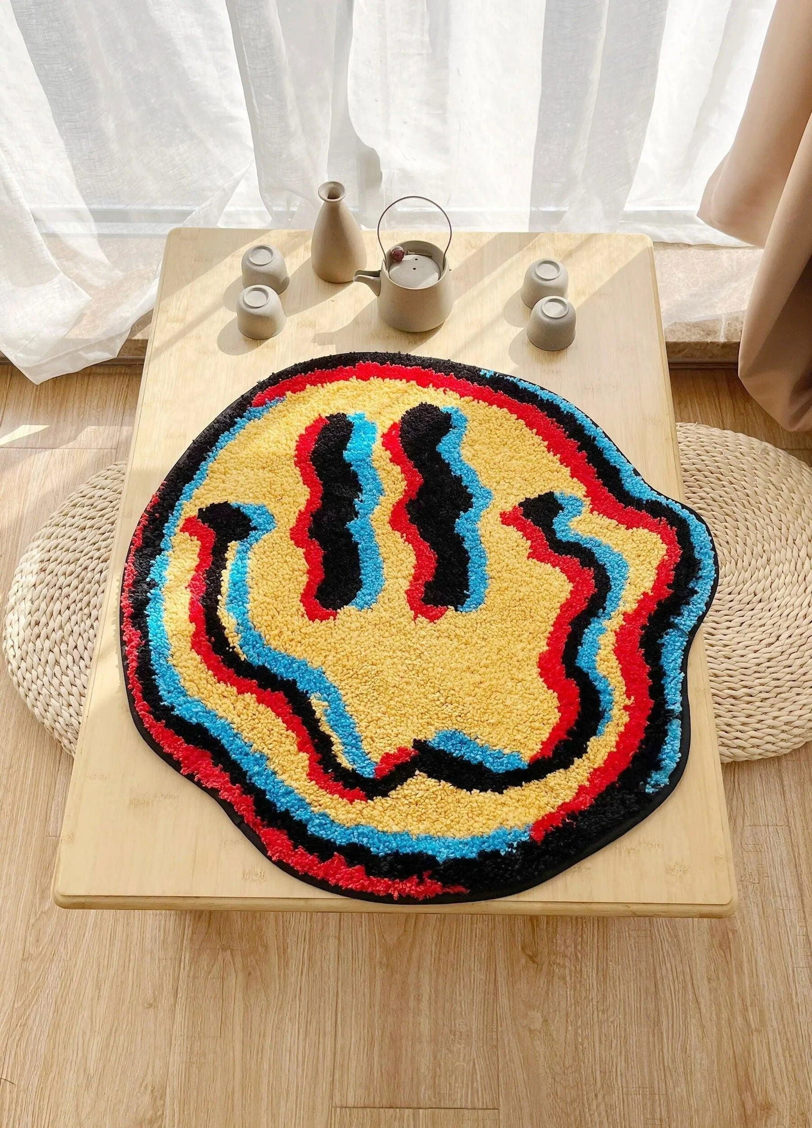 3D Smiling Face Hand-Crafted Rug -