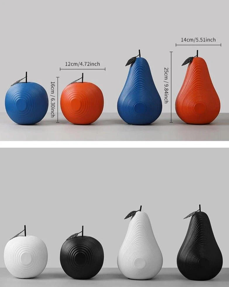 3D Texture Fruit Apple & Pear Sculpture -