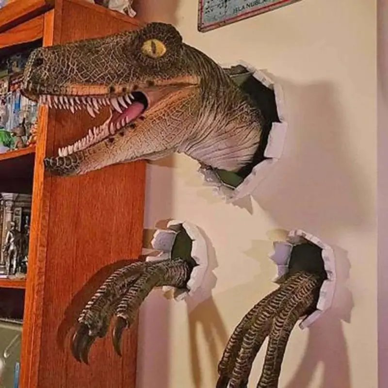 3D Wall Mount Dinosaur Bust Sculpture
