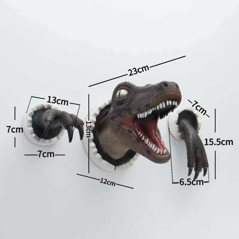 3D Wall Mount Dinosaur Bust Sculpture