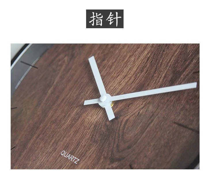 3D Wood Textured Silent Clock for Bedroom 12 Inches -