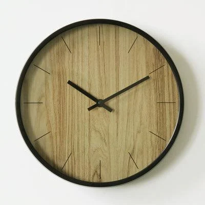 3D Wood Textured Silent Clock for Bedroom 12 Inches -