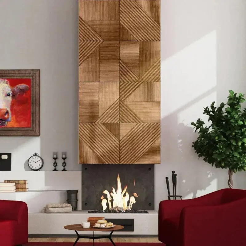 3D Wood Wall Panels Set of 4