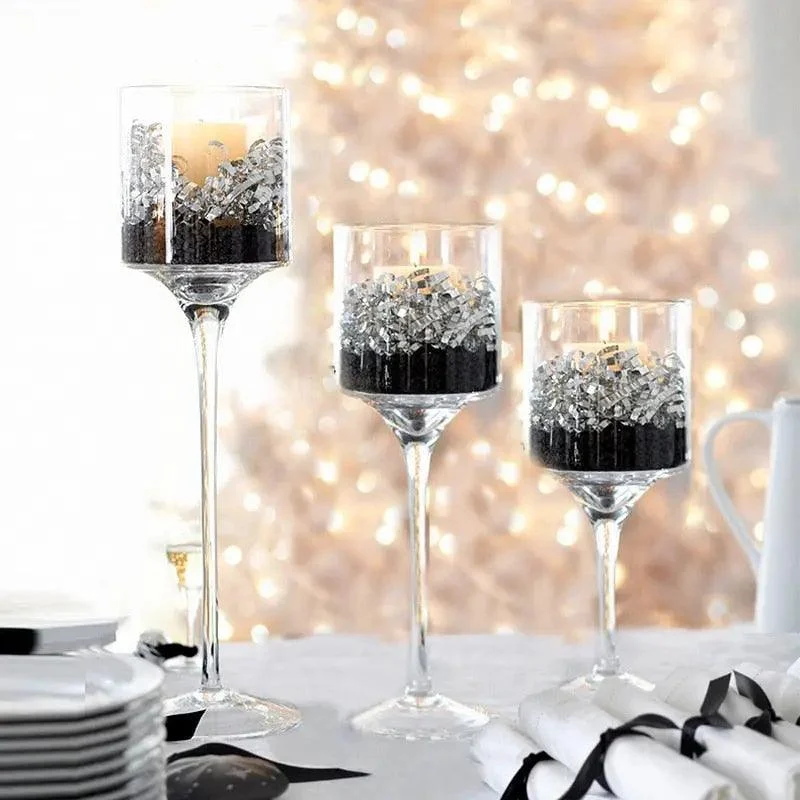 3PCS Crystal Candle Holder Set -  - #tag1#