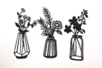 3PC Flat Metal Vase Wall Decor tag1