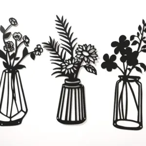 3PC Flat Metal Vase Wall Decor -  - #tag1#