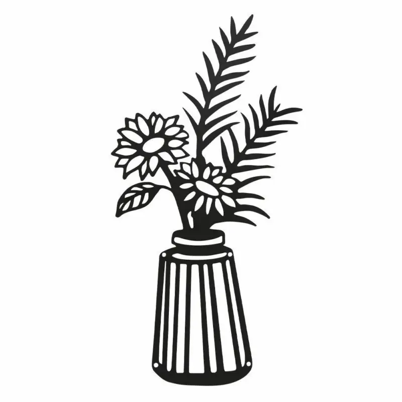 3PC Flat Metal Vase Wall Decor tag1