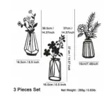 3PC Flat Metal Vase Wall Decor tag1