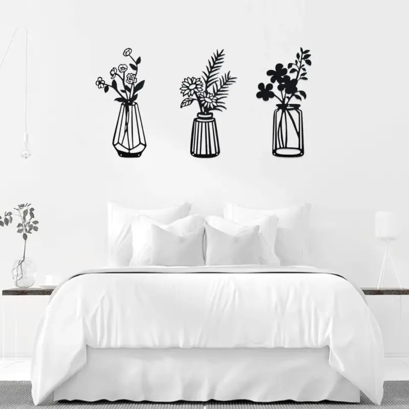 3PC Flat Metal Vase Wall Decor tag1