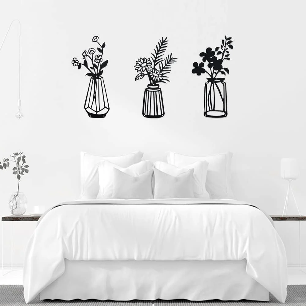 3PC Flat Metal Vase Wall Decor -  - #tag1#