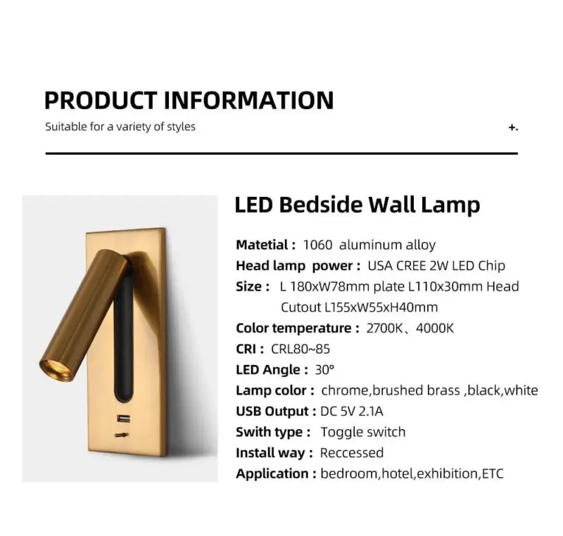3W Rotating Bedroom Modern Wall Light Sofrey Selects tag1