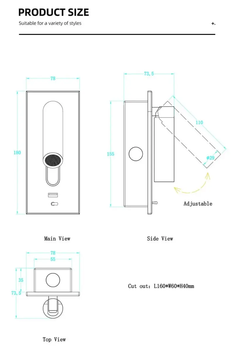 3W Rotating Bedroom Modern Wall Light Sofrey Selects tag1