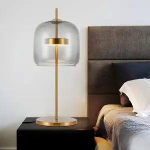 LumiLux - Smoked Glass Table Lamp for an Atmospheric Bedroom